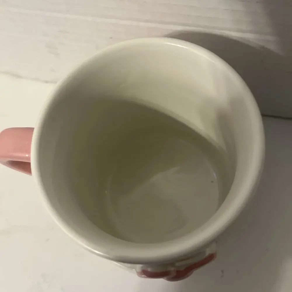 Hello Kitty Sanrio Ceramic Coffee Mug Bow Handle Rainbow Stripes 20 oz